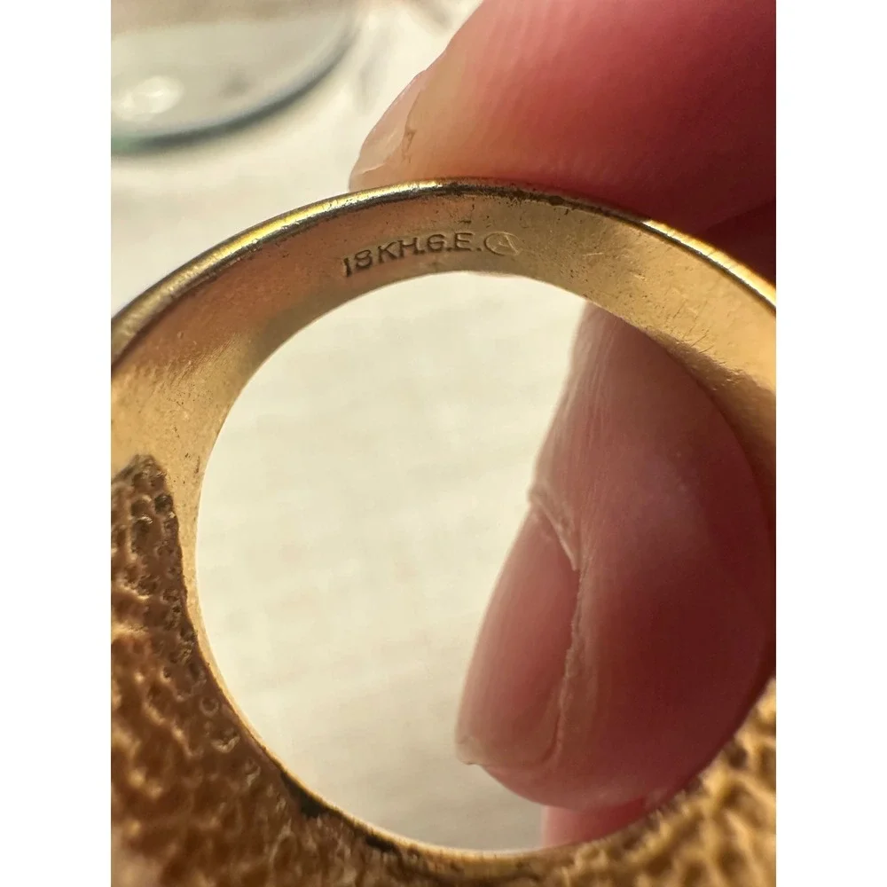 Vintage 18K HGE Cluster Ring Lot (2) – Anson Filigree & Vargas Signet – Retro